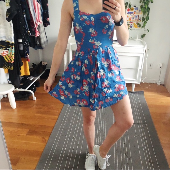 Blue Floral Open-Back Dress - Picture 2 of 7